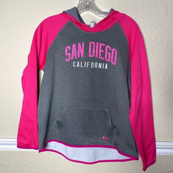 Under Armour San Diego California Hoodie Pullover pink & Greay Size Youth XL - Picture 1 of 3